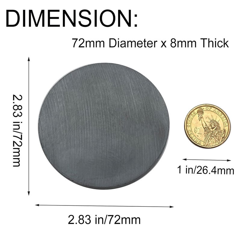AOAUTO Ceramic Magnets Disc 2.83" x1/3" Grade 8,Industries Strong Ferrite Magnets for Crafting,Science and School Projects,Pack of 3 - Image 2